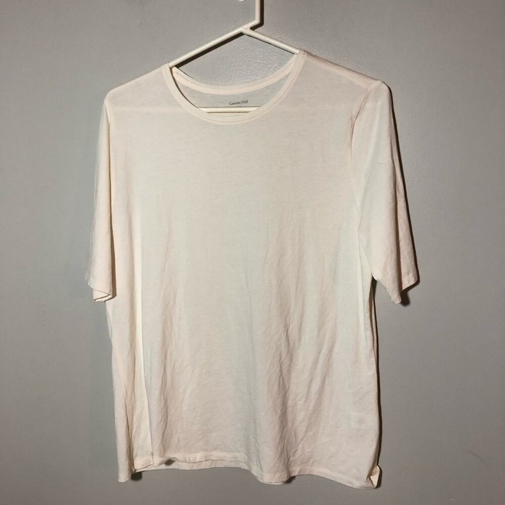 Garnet hill organic pima cotton blend cream classic tshirts lot of 2 womens L - Picture 2 of 8